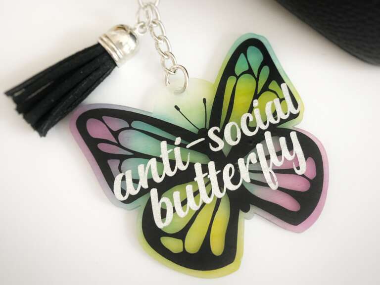 Shrink Plastic Butterfly Keychain