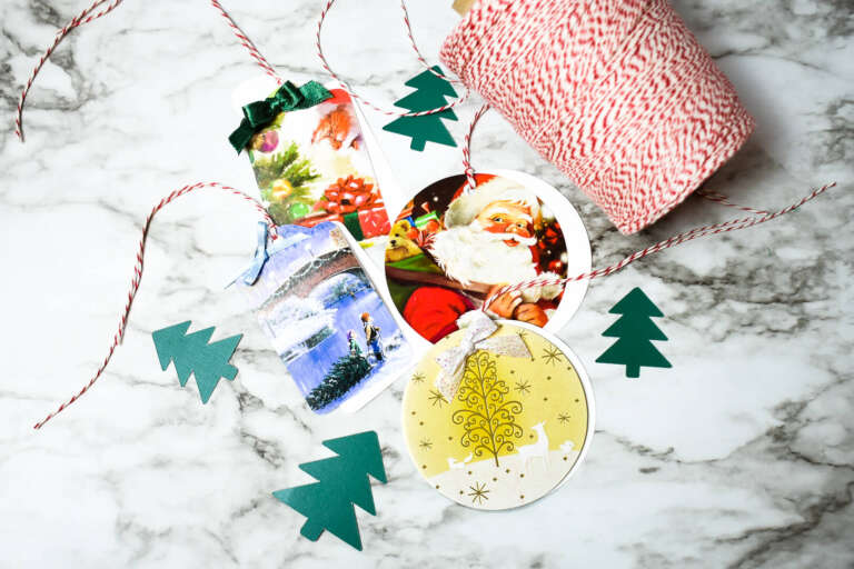 Learn how to make DIY gift tags from holiday cards with Cricut