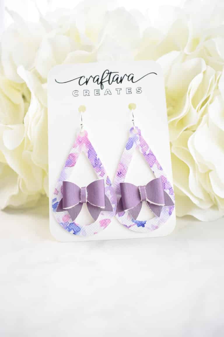 Faux Leather Bow Earrings with Cricut